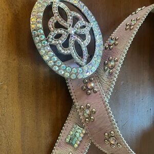 B.B. Simon Pink Leather Belt with Swarovski crystals